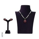 Load image into Gallery viewer, 4 LINE PEARL H/SET WITH RED & GREEN COLOR STONES (H2794)