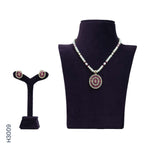 Load image into Gallery viewer, 1 LINE ALLOY PEARL H/SET WITH RED COLOR STONE (H3009)