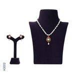 Load image into Gallery viewer, 1 LINE PEARL H/SET WITH RED & GREEN COLOR STONES (H3012)