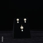 Load image into Gallery viewer, ALLOY GOLD PLATED PEARL TOP+PENDENT SET WITH CZ (P0928)