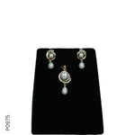 Load image into Gallery viewer, ALLOY GOLD PLATED PEARL TOP+PENDENT SET WITH CZ (P0975)