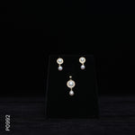 Load image into Gallery viewer, ALLOY GOLD PLATED PEARL TOP+PENDENT SET WITH CZ (P0992)