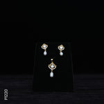 Load image into Gallery viewer, ALLOY GOLD PLATED PEARL TOP+PENDENT SET WITH CZ (P1220)
