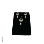 Load image into Gallery viewer, ALLOY GOLD PLATED PEARL TOP+PENDENT SET WITH CZ (P1228)