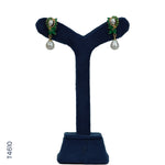 Load image into Gallery viewer, ALLOY GOLD PLATED PEARL HANGING WITH GREEN COLOUR STONE & PEARLS (T4610)