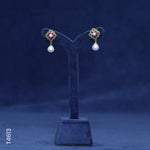 Load image into Gallery viewer, ALLOY GOLD PLATED PEARL HANGING WITH RED & GREEN COLOUR STONE & PEARLS (T4613)