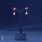 Load image into Gallery viewer, ALLOY GOLD PLATED PEARL HANGING WITH RED COLOUR STONE & PEARLS (T4614)