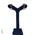 Load image into Gallery viewer, ALLOY GOLD PLATED PEARL HANGING WITH RED COLOUR STONE & PEARLS (T4615)