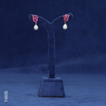 Load image into Gallery viewer, ALLOY GOLD PLATED PEARL HANGING WITH RED COLOUR STONE & PEARLS (T4615)