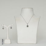 Load image into Gallery viewer, SILVER H/SET WITH TAHITIGREY PEARL (TC084)