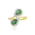 Load image into Gallery viewer, Emerald and Diamond in Gold Spiral Ring-GRE0177 KrishnaPearlsandJewellers