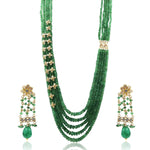 Load image into Gallery viewer, Emerald beads Gold Necklace Set-GSE0104 KrishnaPearlsandJewellers