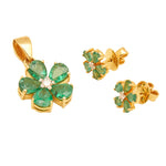 Load image into Gallery viewer, GOLD EMERALD DIAMOND TOPS WITH PENDANT - GPE0189