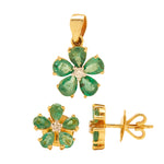 Load image into Gallery viewer, GOLD EMERALD DIAMOND TOPS WITH PENDANT - GPE0189