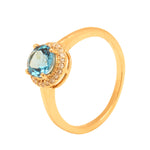 Load image into Gallery viewer, GOLD SEMI-PRECIOUS DIAMOND WITH BLUE TOPAZ RING - GRSM571