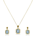 Load image into Gallery viewer, Gold with Blue Topaz Necklace Set - GPSMC34 KrishnaPearlsandJewellers