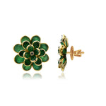 Load image into Gallery viewer, Gold with Diamond and emerald petal Earrings-GTE0588 KrishnaPearlsandJewellers
