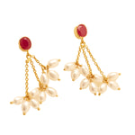 Load image into Gallery viewer, GOLD RED STONE WHITE PEARL TOPS - GTP2092