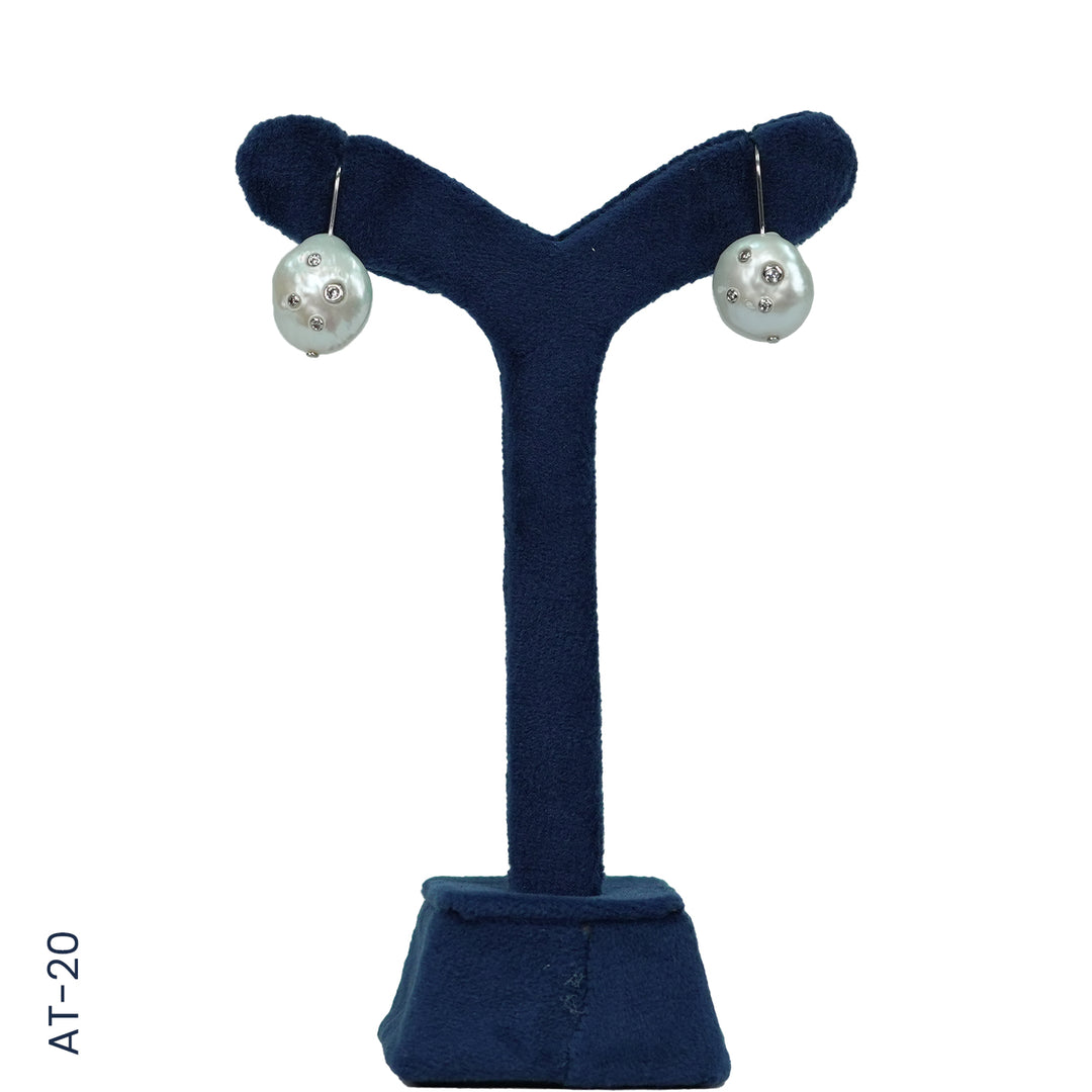 SILVER PEARL TOP HANGING WITH CZ (AT - 20)