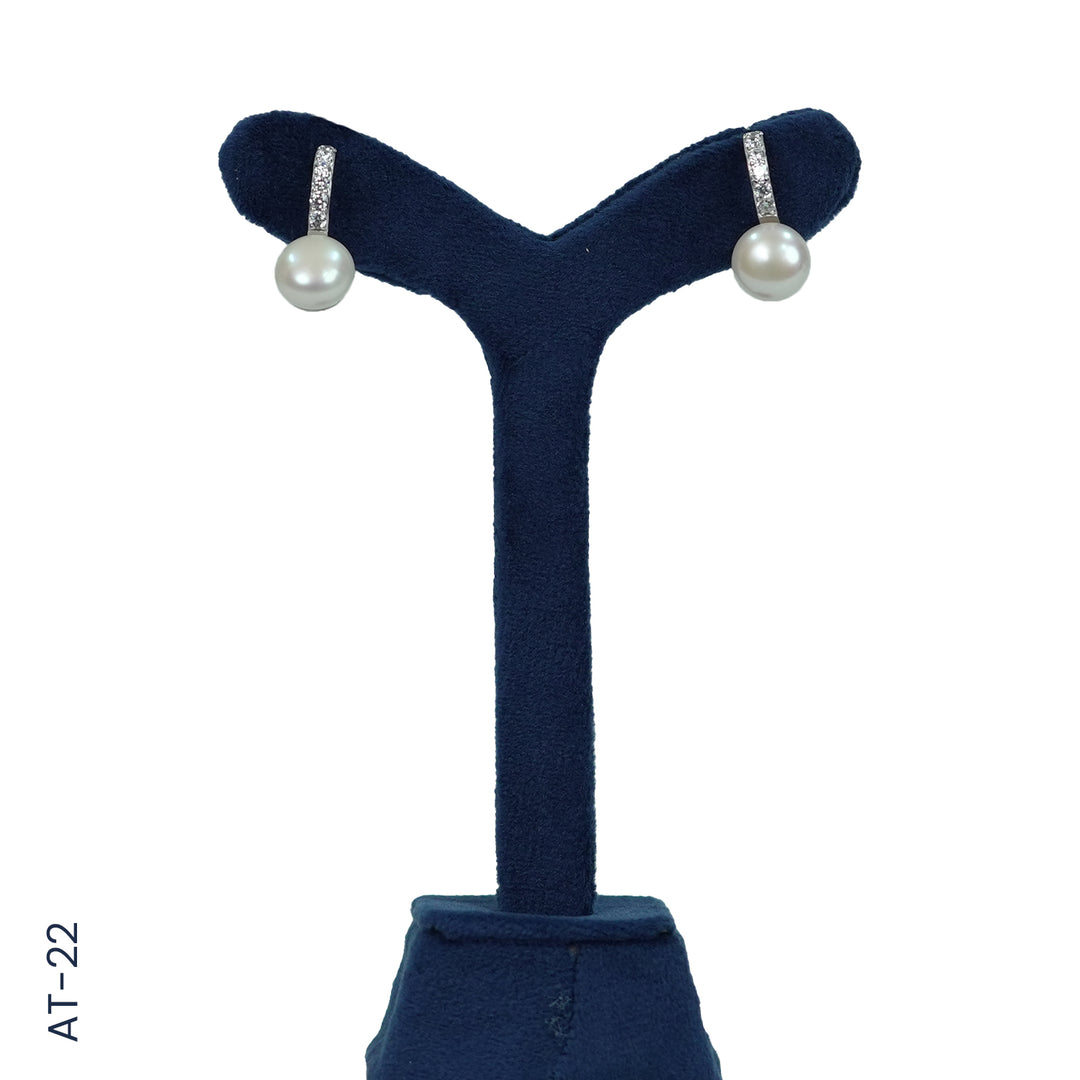 SILVER PEARL TOP HANGING WITH CZ (AT - 22)