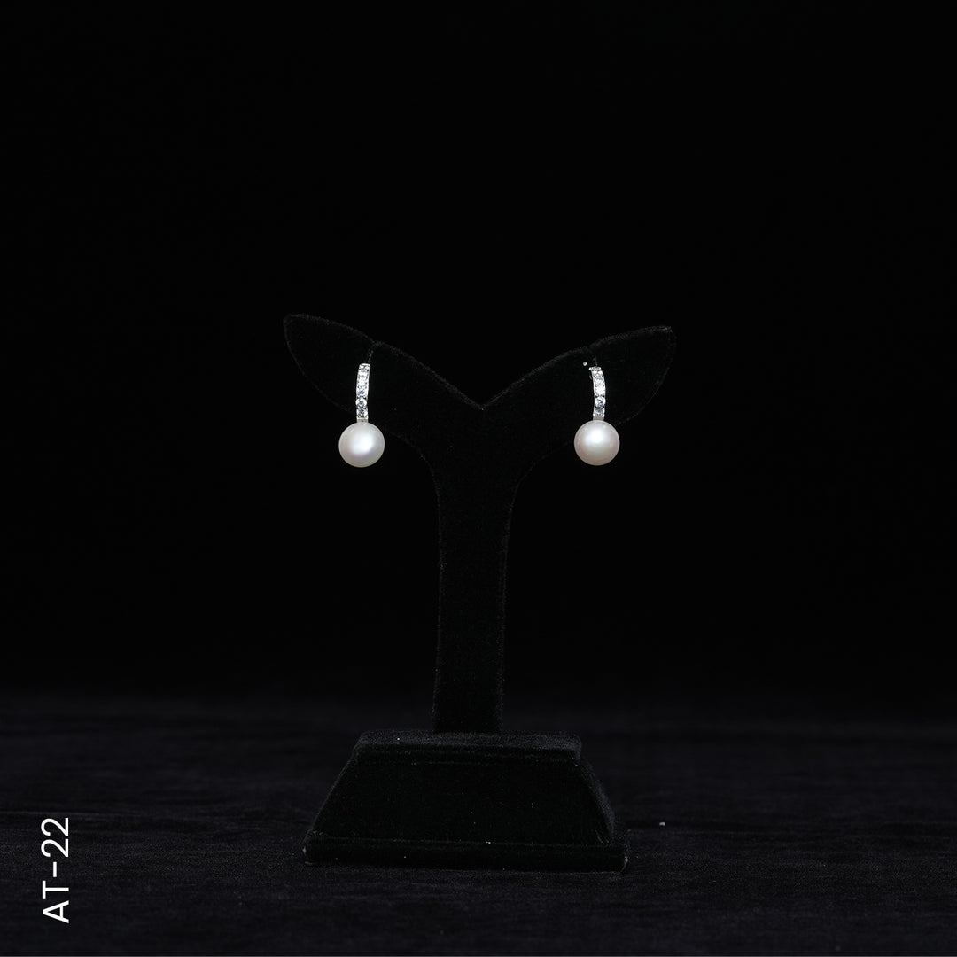 SILVER PEARL TOP HANGING WITH CZ (AT - 22)