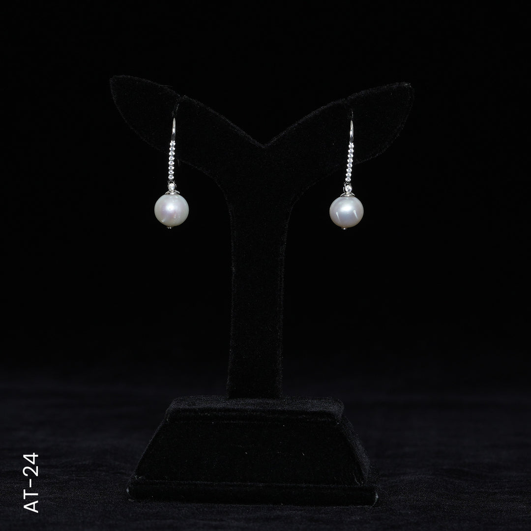 SILVER PEARL TOP HANGING WITH CZ (AT - 24)