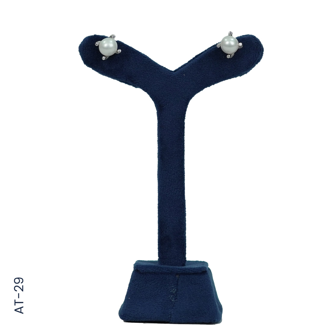 SILVER  PEARL TOP WITH CZ (AT-29)