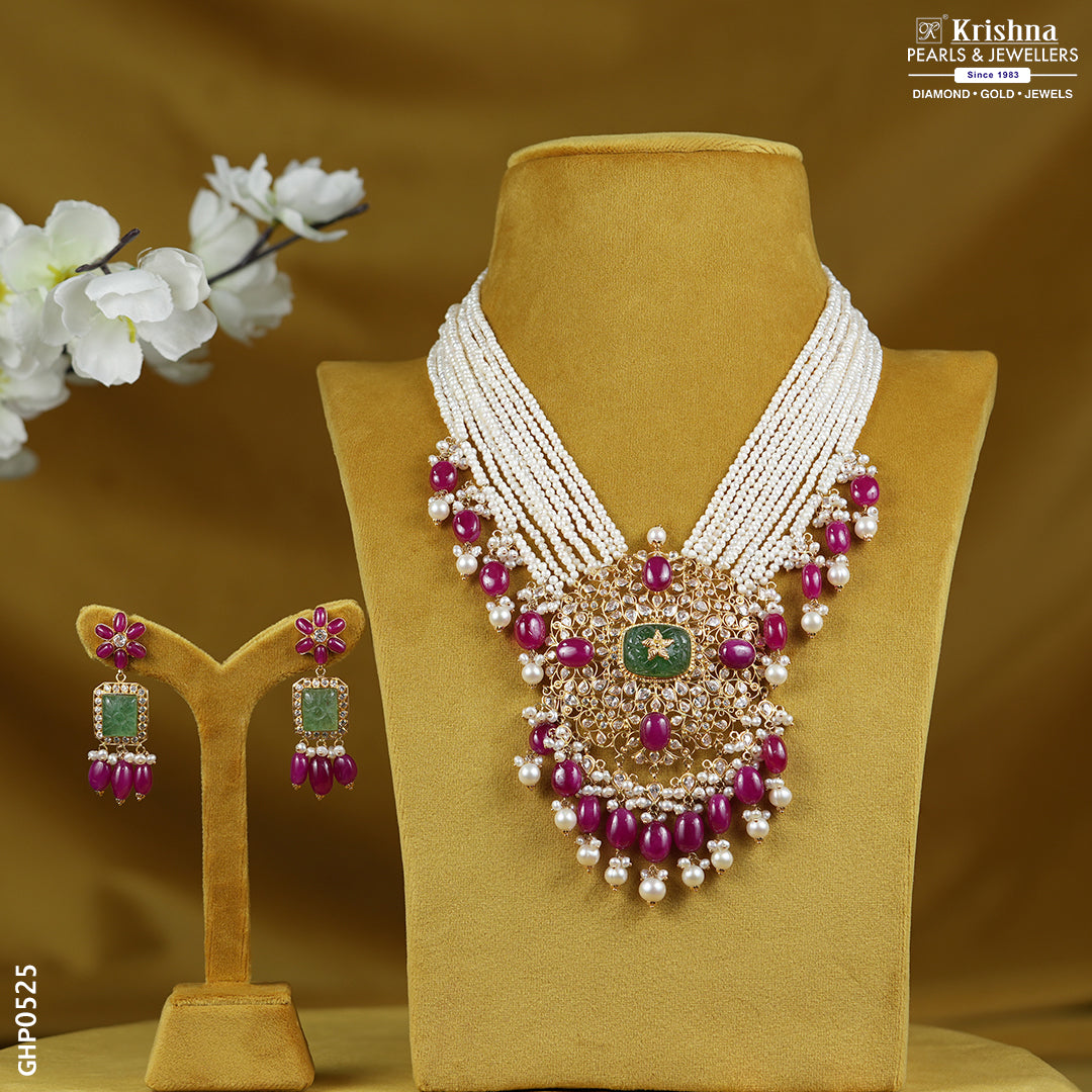 Buy Gold Pearl Necklaces Online | Affordable Luxury Pearl Jewellery - GHP0525