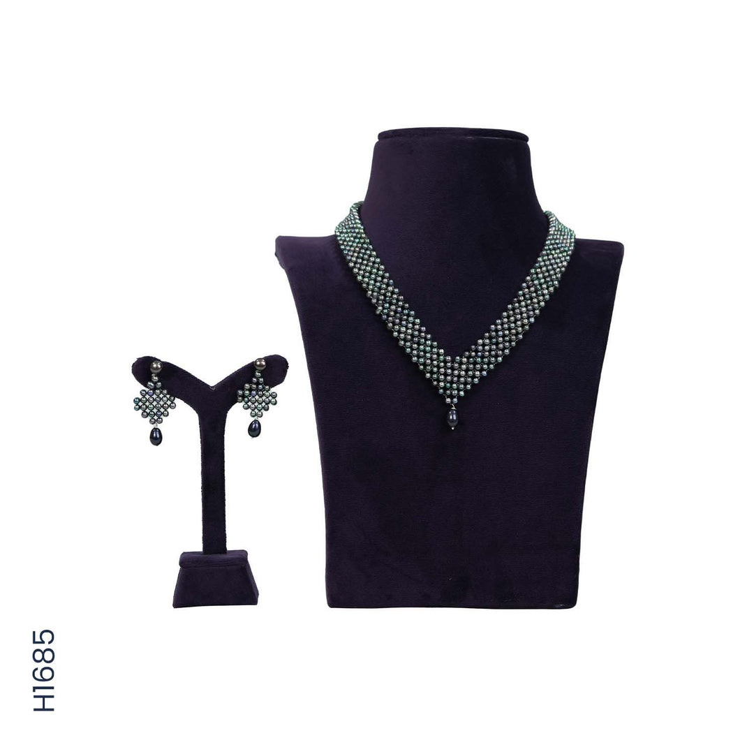 ALLOY CHOKER H/SET WITH GREY PEARLS (H1685)