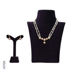 Load image into Gallery viewer, 2 LINE ALLOY PEARL H/SET WITH RED &amp; CZ STONES (H1706)