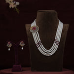 Load image into Gallery viewer, Alloy Off Set Pearl Yellow Polish Cz With Red Stone H3382
