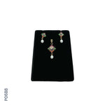 Load image into Gallery viewer, ALLOY GOLD PLATED PEARL TOP+PENDENT SET WITH MULTI COLOUR STONES &amp; PEARLS (P0688)