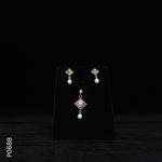 Load image into Gallery viewer, ALLOY GOLD PLATED PEARL TOP+PENDENT SET WITH MULTI COLOUR STONES &amp; PEARLS (P0688)