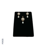Load image into Gallery viewer, ALLOY GOLD PLATED PEARL TOP+PENDENT SET WITH CZ (P0928)
