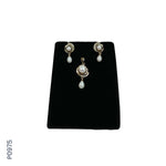 Load image into Gallery viewer, ALLOY GOLD PLATED PEARL TOP+PENDENT SET WITH CZ (P0975)
