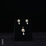 Load image into Gallery viewer, ALLOY GOLD PLATED PEARL TOP+PENDENT SET WITH CZ (P0975)