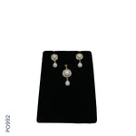 Load image into Gallery viewer, ALLOY GOLD PLATED PEARL TOP+PENDENT SET WITH CZ (P0992)