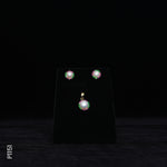 Load image into Gallery viewer, ALLOY GOLD PLATED PEARL TOP+PENDENT SET WITH RED &amp; GREEN COLOUR STONES (P1151)