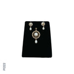 Load image into Gallery viewer, ALLOY GOLD PLATED PEARL TOP+PENDENT SET WITH CZ (P1222)