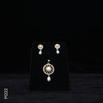 Load image into Gallery viewer, ALLOY GOLD PLATED PEARL TOP+PENDENT SET WITH CZ (P1222)