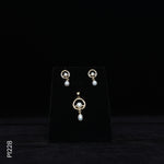 Load image into Gallery viewer, ALLOY GOLD PLATED PEARL TOP+PENDENT SET WITH CZ (P1228)