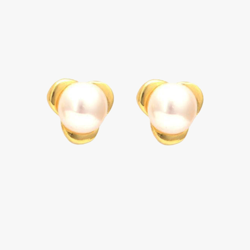 White Pearl Stud Earrings-T1557