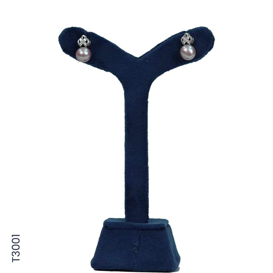 SILVER COLOR PEARL TOP WITH CZ (T3001)