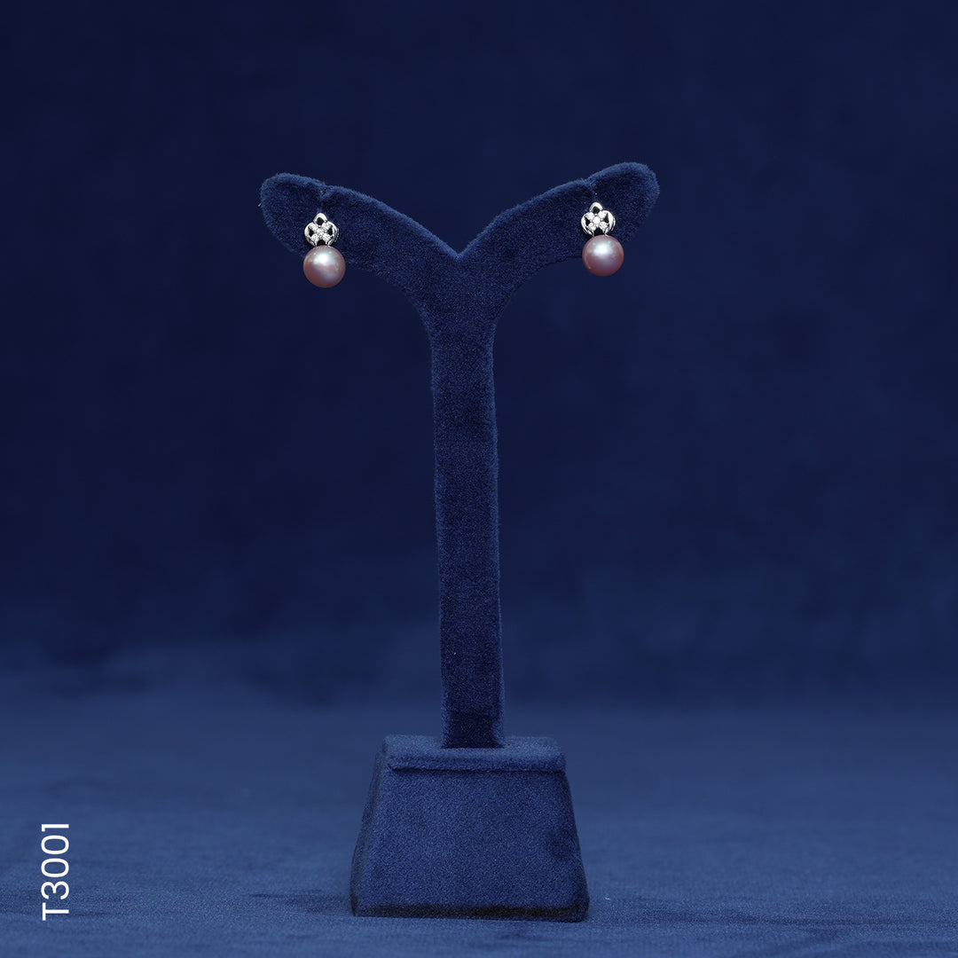 SILVER COLOR PEARL TOP WITH CZ (T3001)