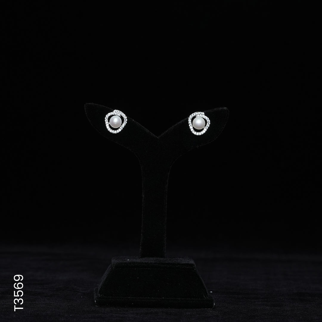 SILVER PEARL TOP WITH CZ (T3569)