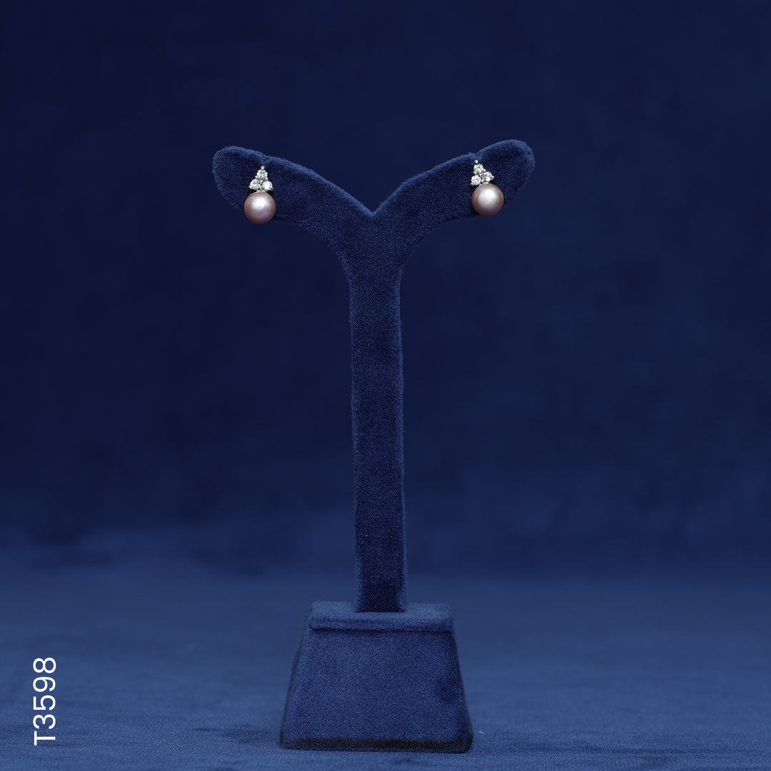 SILVER COLOR PEARL TOP WITH CZ (T3598)