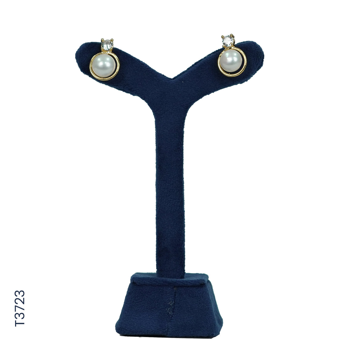 ALLOY GOLD PLATED PEARL HANGING WITH CZ (T3723)