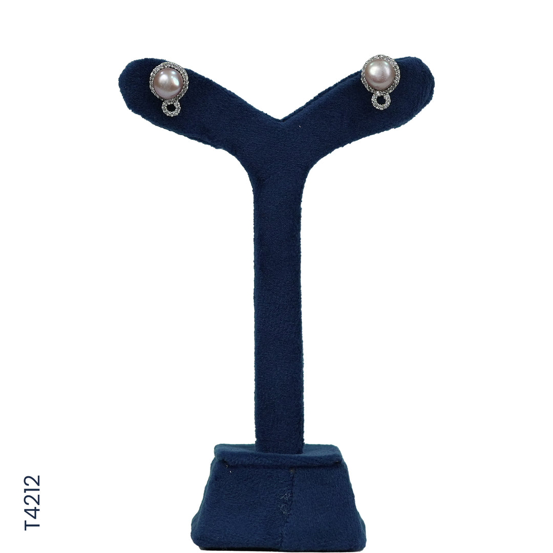 SILVER COLOR PEARL TOP WITH CZ (T4212)