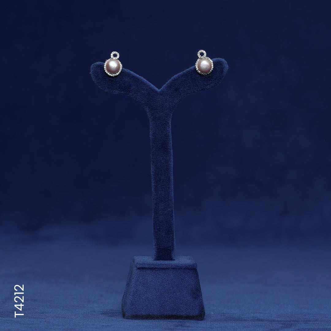 SILVER COLOR PEARL TOP WITH CZ (T4212)