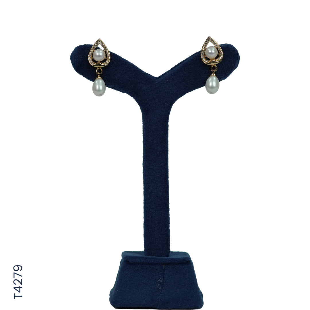 ALLOY GOLD PLATED PEARL HANGING WITH CZ (T4279)